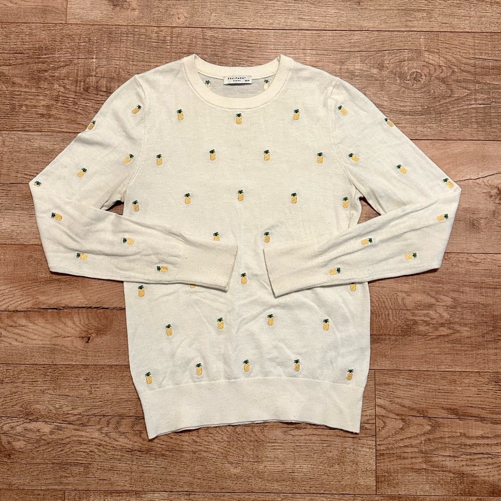 Equipment Femme Ivory Pineapple Print Sweater XS